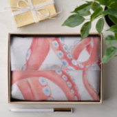 Papier Mousseline Red Tentacles Octopus Watercolor (Cadeau)