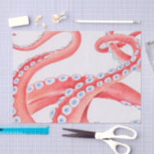 Papier Mousseline Red Tentacles Octopus Watercolor (Artisanat)