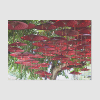 Papier Mousseline Red Umbrellas in the Sky - Asian Tissue Paper