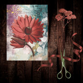 Papier Mousseline Red Water Lily Boho Artsy Ephemera Journal Collage