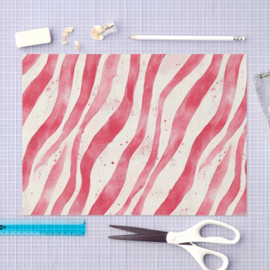 Papier Mousseline Red White Candy Cane Stripes Christmas (Artisanat)