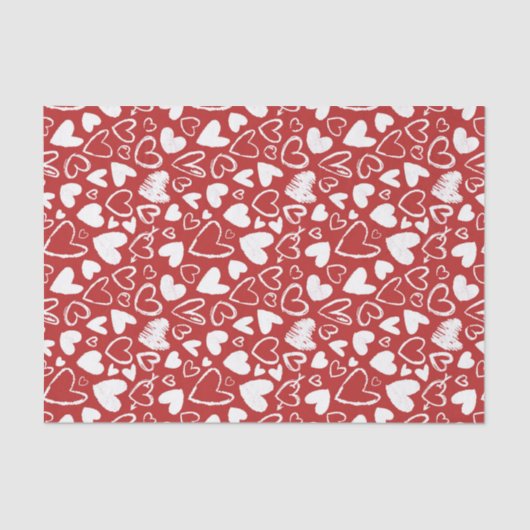 Papier Mousseline Red White Chalk Coeur mignon Motif Saint Valentin (Recto)