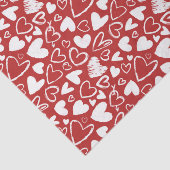 Papier Mousseline Red White Chalk Coeur mignon Motif Saint Valentin (Détail)