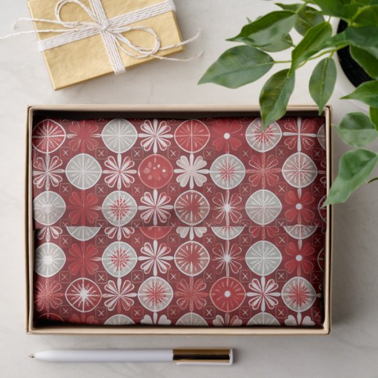 Papier Mousseline Red White Christmas Candy Pattern#13 ID1009 (Cadeau)