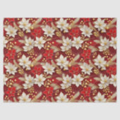 Papier Mousseline Red White Christmas Floral Pattern#17 ID1009 (Recto)