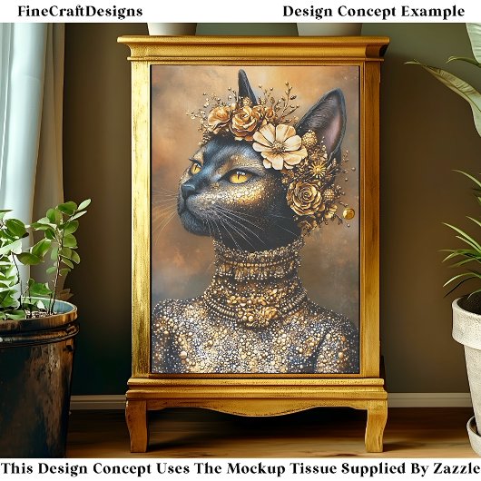 Papier Mousseline Regal Chat noir dans Portrait or EB3L Découpage