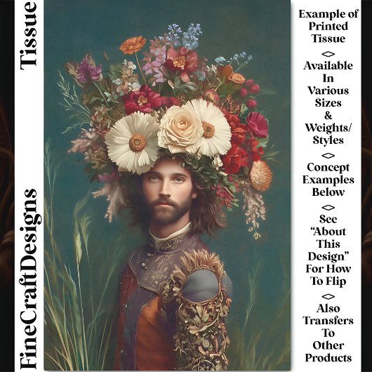 Papier Mousseline Regal Man, Headpiece de fleurs / Crown CP6 Découpa