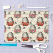 Papier Mousseline Regal Queen Bee, Beehive & Red Roses  (Artisanat)