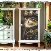 Papier Mousseline Regal Steampunk Tabby Cat Portrait DV2L Découpage