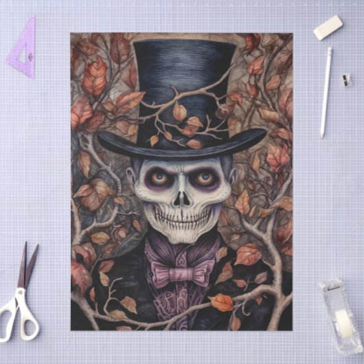Papier Mousseline Regency Skeleton Gentleman Halloween Decoupage (Artisanat)