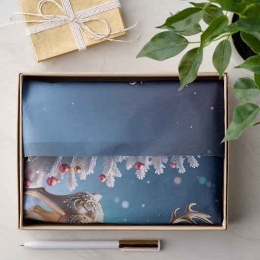 Papier Mousseline Reindeer Bijoux Noël Fête Tissu Papier (Cadeau)