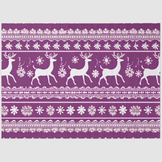 Papier Mousseline Reindeer rétro et flocons de neige Noël violet (Recto)