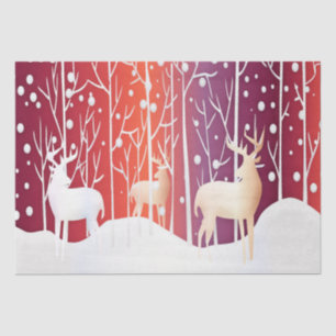 Papier Mousseline Reindeer Snowy Holiday Tissu Paper