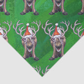 Papier Mousseline Reindees Noël Sur Vert (Détail)