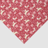 Papier Mousseline Reindees & oiseaux papier de tissu rouge de Noël (Détail)