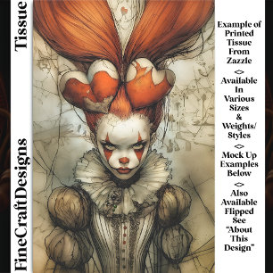 Papier Mousseline Reine de Cirque Noir Harlequin Coeurs DZ2L Decoupa