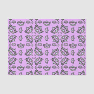 Papier Mousseline Reine des Coeurs Couronnes d'argent Tiaras rose li