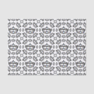 Papier Mousseline Reine des Coeurs Couronnes d'argent Tiaras tissu b
