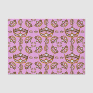 Papier Mousseline Reine des Coeurs Couronnes d'or Tiaras lilas rose