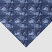 Papier Mousseline Reine Elizabeth I en imprimé bleu (Détail)