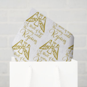 Papier Mousseline Réjouissez-vous Ange Élégant Or Noël Religieux