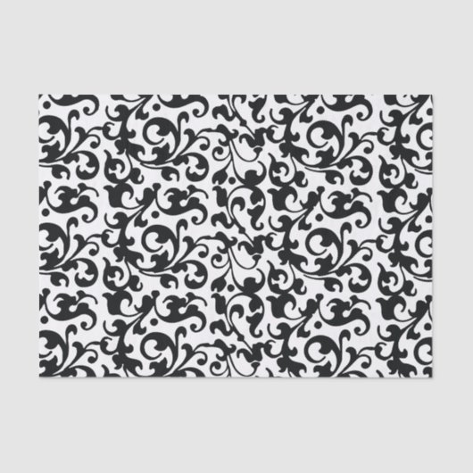 Papier Mousseline Remous noirs et blancs élégants de damassé (Recto)