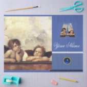 Papier Mousseline RENAISSANCE ANGE UNE LETTRE Monogramme Bleu (Artisanat)