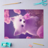 Papier Mousseline Renard Bébé Violet Blanc Avec Fleurs Roses Découpa (Artisanat)