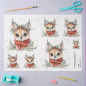 Papier Mousseline Renard boisé de Noël et feuillage (Artisanat)