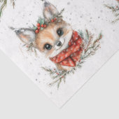 Papier Mousseline Renard boisé de Noël et feuillage (Détail)