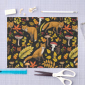 Papier Mousseline Renard d'automne sur noir (Artisanat)