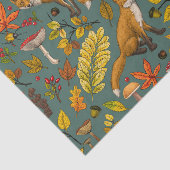 Papier Mousseline Renard d'automne sur pin vert (Détail)