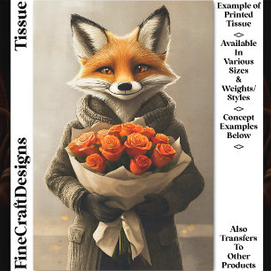 Papier Mousseline Renard Fantaisiste, Bouquet de Roses Orange DC5 Dé