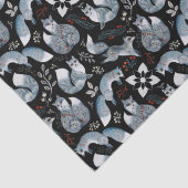 Papier Mousseline Renard gris scandinave de Noël sur noir (Détail)