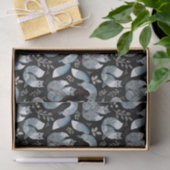 Papier Mousseline Renard gris scandinave de Noël sur noir (Cadeau)