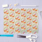 Papier Mousseline Renard orange avec Coeurs rouges et une couronne v (Artisanat)