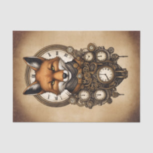 Papier Mousseline Renard Steampunk vintage avec horloges