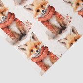 Papier Mousseline Renardeau Mignon avec un Motif d'Écharpe Rouge (Détail)