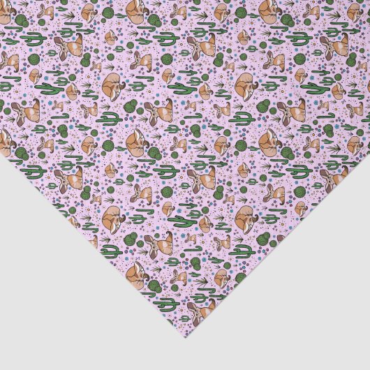 Papier Mousseline Renards de fennec en rose (Détail)