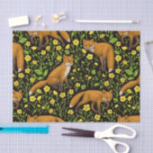 Papier Mousseline Renards et papillons sur le noir (Artisanat)