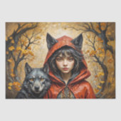 Papier Mousseline Rencontre Enchantée - Little Red & Black Wolf (Recto)