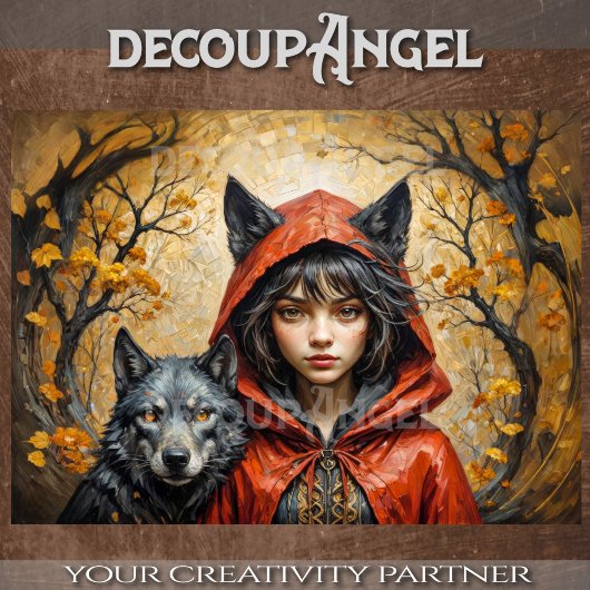 Papier Mousseline Rencontre Enchantée - Little Red & Black Wolf