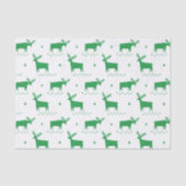 Papier Mousseline Rennes de Noël. Motif d'animaux de la forêt verte (Recto)