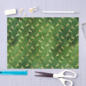 Papier Mousseline Rennes d'or sur Vert foncé (Artisanat)