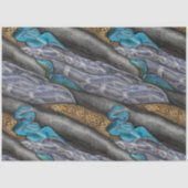 Papier Mousseline Reptiles bleu, noir et jaune (Recto)