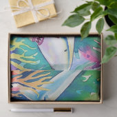 Papier Mousseline Requin Aquarelle Tropical Coloré (Cadeau)