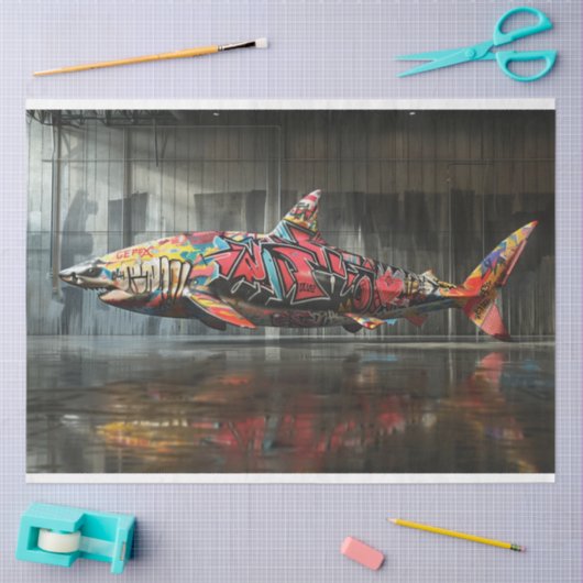 Papier Mousseline Requin Graffiti de découpage (Artisanat)
