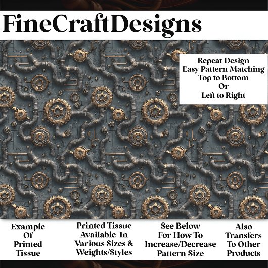 Papier Mousseline Réseau Steampunk De Gears & Pipes BL8 Découpage