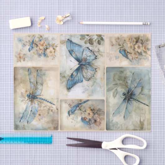 Papier Mousseline Ressort bleu (Artisanat)