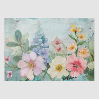 Papier Mousseline Ressort coloré Vintage Floral